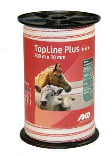 TopLine Plus Weidezaunband 200 | 500 m x 10 mm weiß-rot