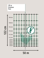 Geflügelnetz grün 50 m, 122 cm Doppelspitze nicht elektrifizierbar